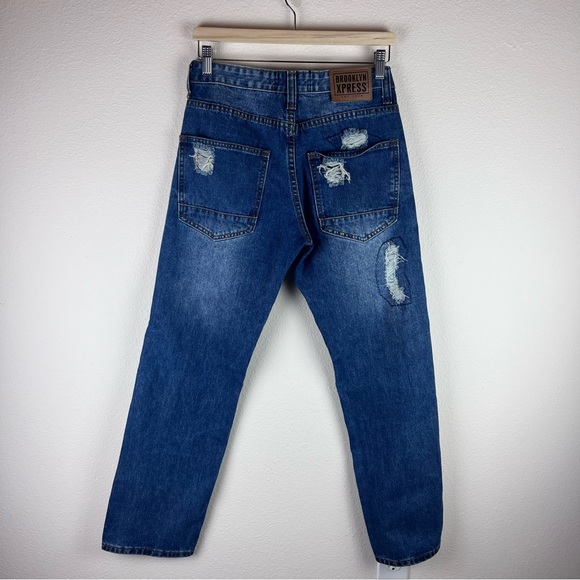 Vintage Jeans Mens 30X30 Y2K Brooklyn Xpress Distressed Patch Denim Destroyed - Picture 12 of 12